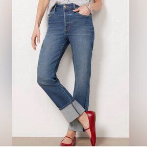 Evereve Ever Straight Jeans w/cuff, Women's 30 high-waist straight leg stretch